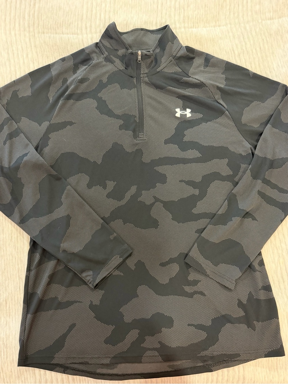 Under Armour Gray & Black Camo Quarter-Zip Performance Pullover